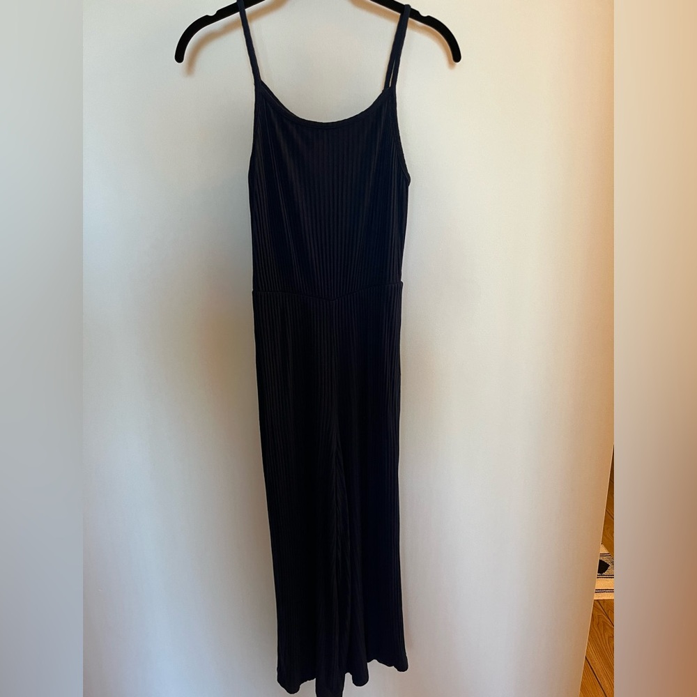 Bershka Dark Blue Ribbed Jumpsuit
